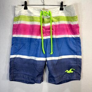 Hollister Mens Striped Board Shorts Embroidered Logo Mens‎ Size M